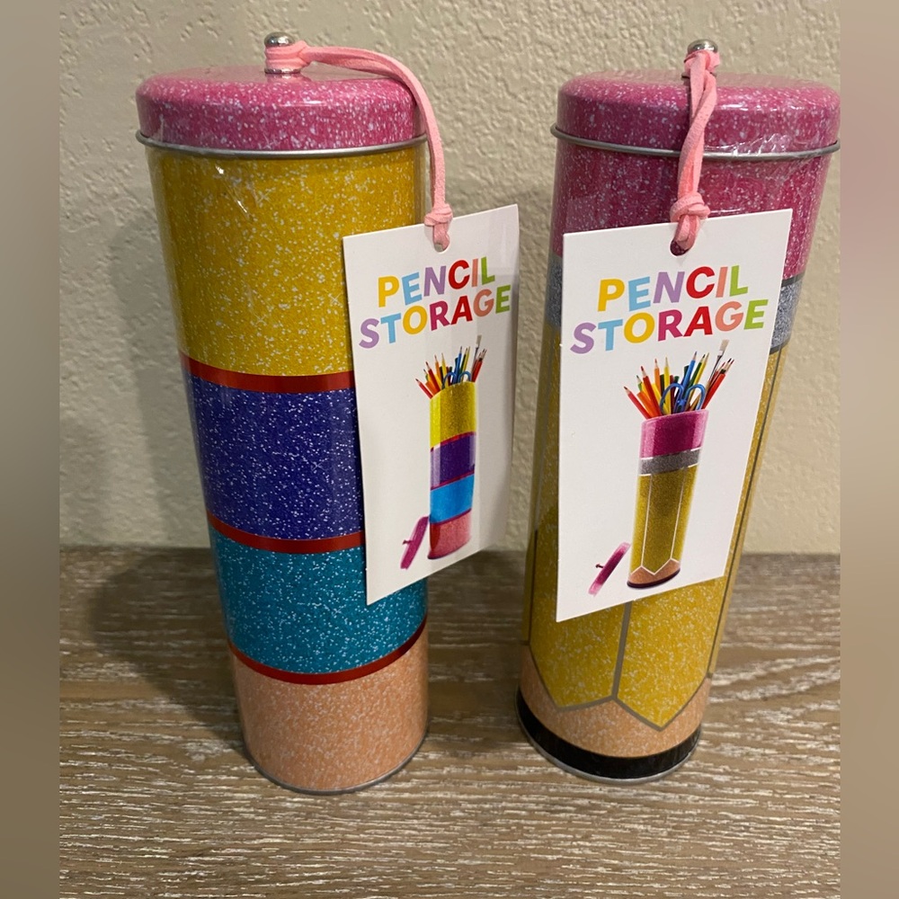 Target Bullseye Playground Pencil Storage Tin / Target Pencil Holders set of 2
